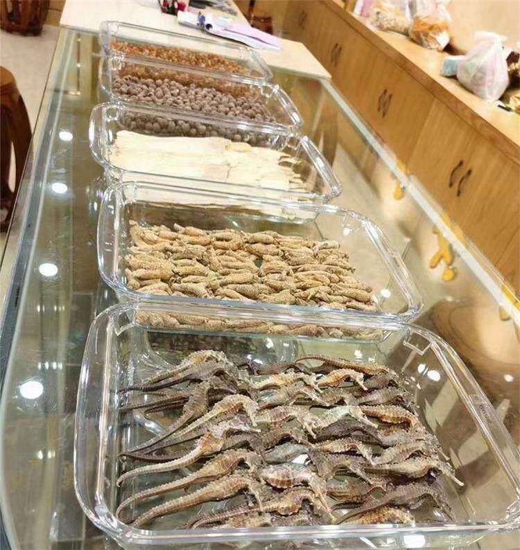 Керамические горшки 家用厨房塑料盆子食品级中药材展示托盘鱼胶花胶虫草药材透明摆盘