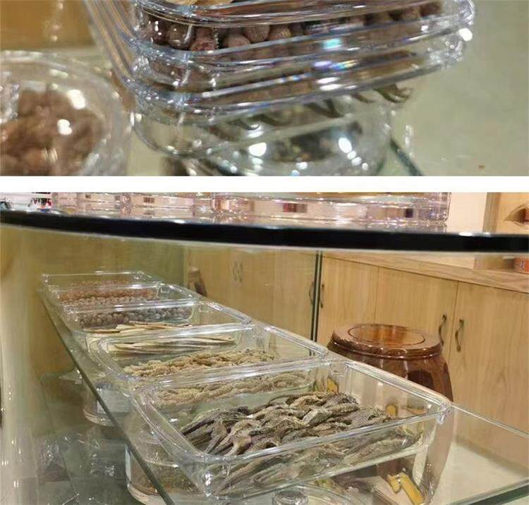 Керамические горшки 家用厨房塑料盆子食品级中药材展示托盘鱼胶花胶虫草药材透明摆盘