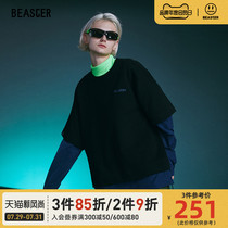 BEASTER little devil sweater winter tide men fake two-piece crew neck pullover multi-color fight porn couple jacket tide