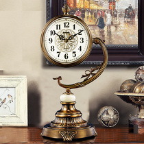 Table clock household desktop European-style living room clock decoration desktop pendulum clock creative retro Bogu rack TV cabinet mute