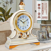 Table clock Living room household desktop clock table clock Bedroom mute pendulum clock desktop clock European style ornaments table European style