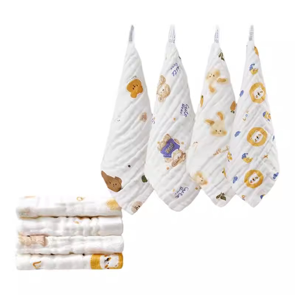 婴儿口水巾新生儿纯棉小方巾宝宝专用洗脸巾纱布儿童毛巾5条装