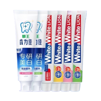 LION狮王齿力佳酵素专研美白white小苏打专研大白牙膏6支到手700g