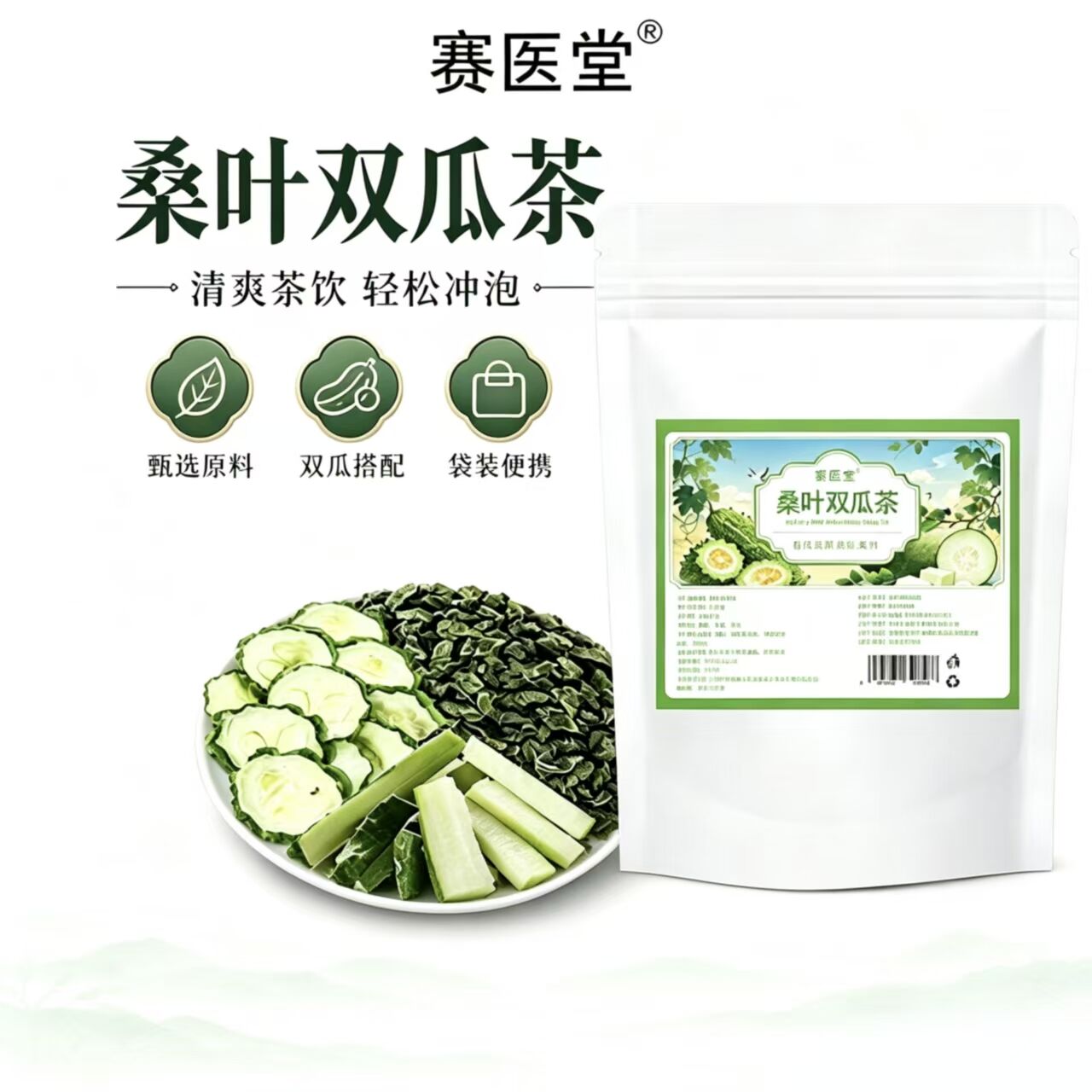 桑叶双瓜茶官方旗舰店霜打桑叶苦瓜干片冬瓜干苦瓜泡水喝组合茶包