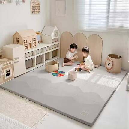 贝易爬爬垫折叠PU加厚宝宝防摔地垫儿童家用无甲醛ixpe婴儿爬行垫