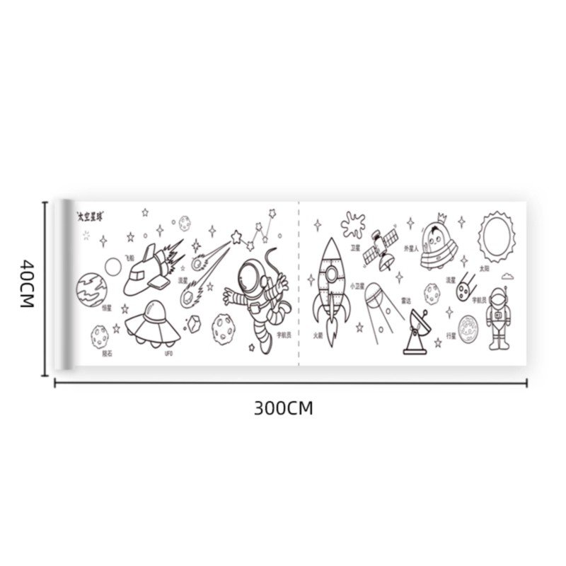 幼儿涂鸦画卷儿童涂色绘画纸可粘贴画本宝宝填色不脏墙涂色画纸