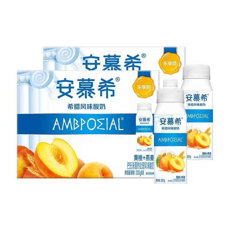 安慕希希腊风味黄桃燕麦酸牛奶200g*8盒*2箱【4月产】 盒月实拍商品图