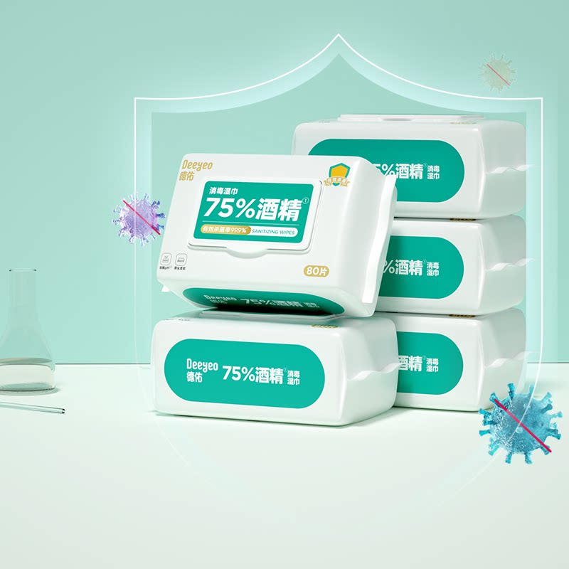 【德佑】75度酒精消毒湿巾80抽*3包