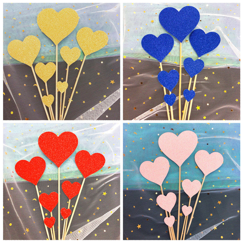 Birthday cake decoration insert card Love flag flag beautiful hipster peach heart insert dessert table decoration decoration