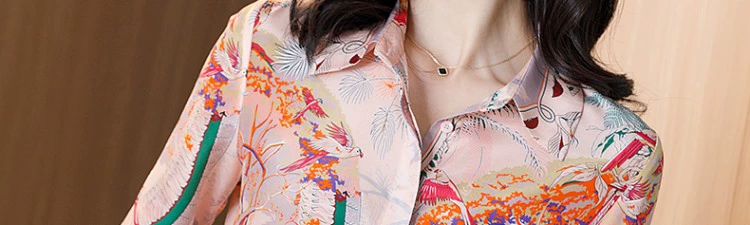 Áo voan in họa tiết 2020 mùa xuân mới cơ thể phụ nữ giảm béo thiết kế áo sơ mi thời trang khí chất áo sơ mi thủy triều - Áo sơ mi