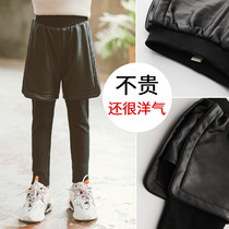 Children's clothing girls 2021 autumn and winter new foreign style little girl fake two pants children leggings tide