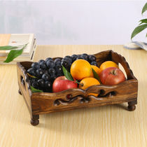 Laijun Home Fruit Plate Home Living Room Tea Table Solid Wood New Chinese Retro Small Tray Rectangular Sugar Storage
