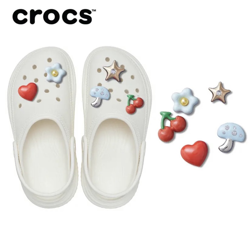 Crocs Wang Junkai Same Style Jibbitz Accessories for Crocs Shoes, Metallic Texture Puff Five-Piece Set