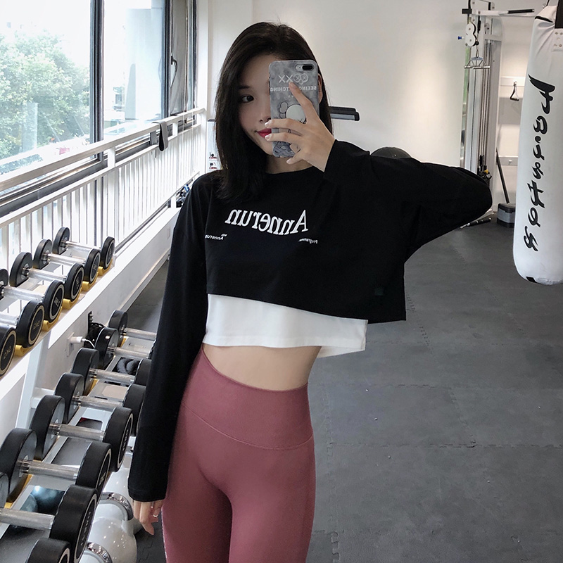 Letter Sport Blouse Women Loose two Running hood Shirts Tennis Red Fitness Long Sleeves T-Shirt Yoga Conserved Autumn Winter Money-Taobao
