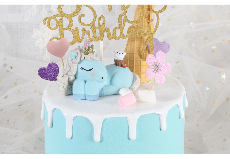 Net red birthday unicorn Trojan cake trang trí cảnh trang trí sáng tạo mùa tốt nghiệp nướng thẻ hoạt hình - Trang trí nội thất cách trang trí phòng ngủ nhỏ