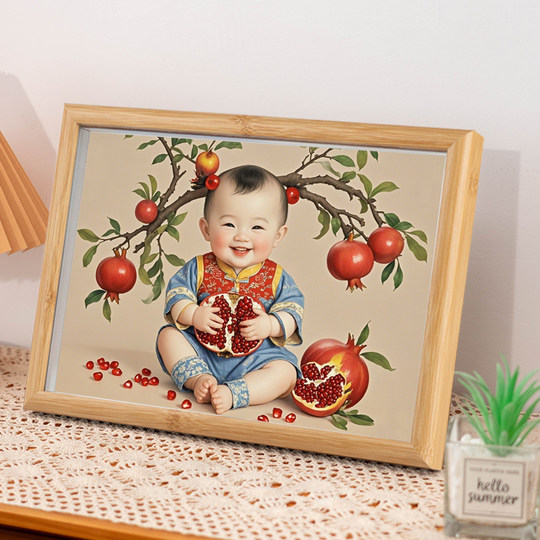New New Year's Picture Doll with a Picture of a Child Being Given as a Gift, Photo Frame Ornament, Cute Dragon and Phoenix Baby Poster, Hanging Painting to Aid Pregnancy, Bedside Decorative Painting