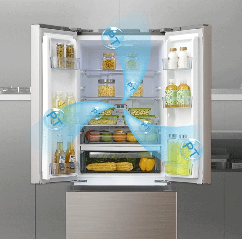 Tủ lạnh nhiều cửa Midea / Midea BCD-318WTPZM (E) bốn cửa chuyển đổi tần số thông minh folio không có sương giá - Tủ lạnh