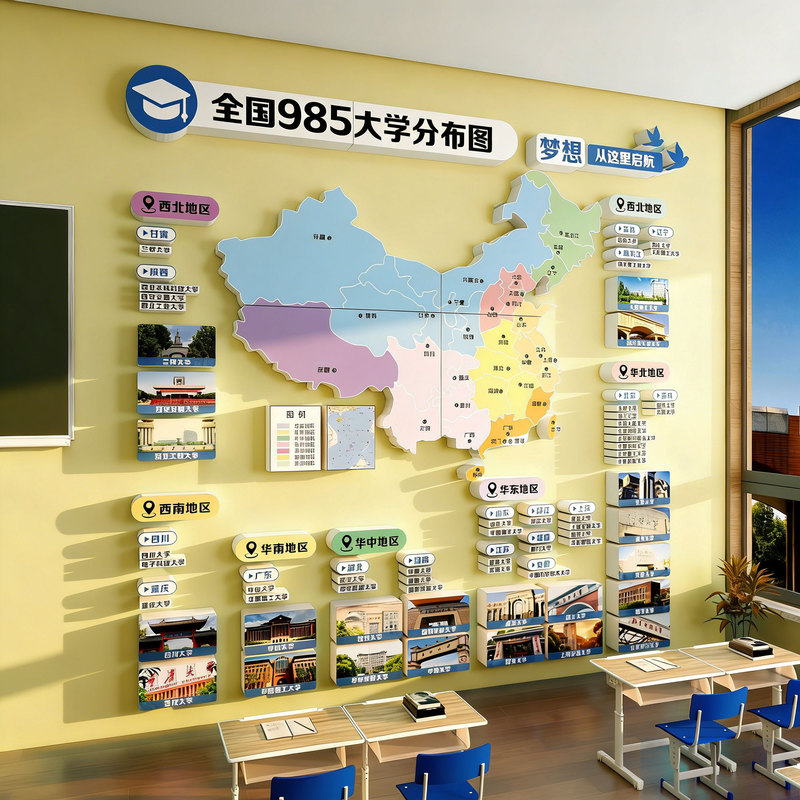 Famous School Target Wall Stickers, Map of Distribution of Famous Chinese Universities, Classroom Decoration, Inspirational Posters, College Entrance Exam Atmosphere Setup Famous School Target Wall Stickers, Map of Distribution of Famous Chinese Universities, Classroom Decoration, Inspirational Posters, College Entrance Exam Atmosphere Setup