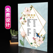 Nail art price list custom wall stickers eyebrow eye lip price list design advertising poster plastic seal sticker poster