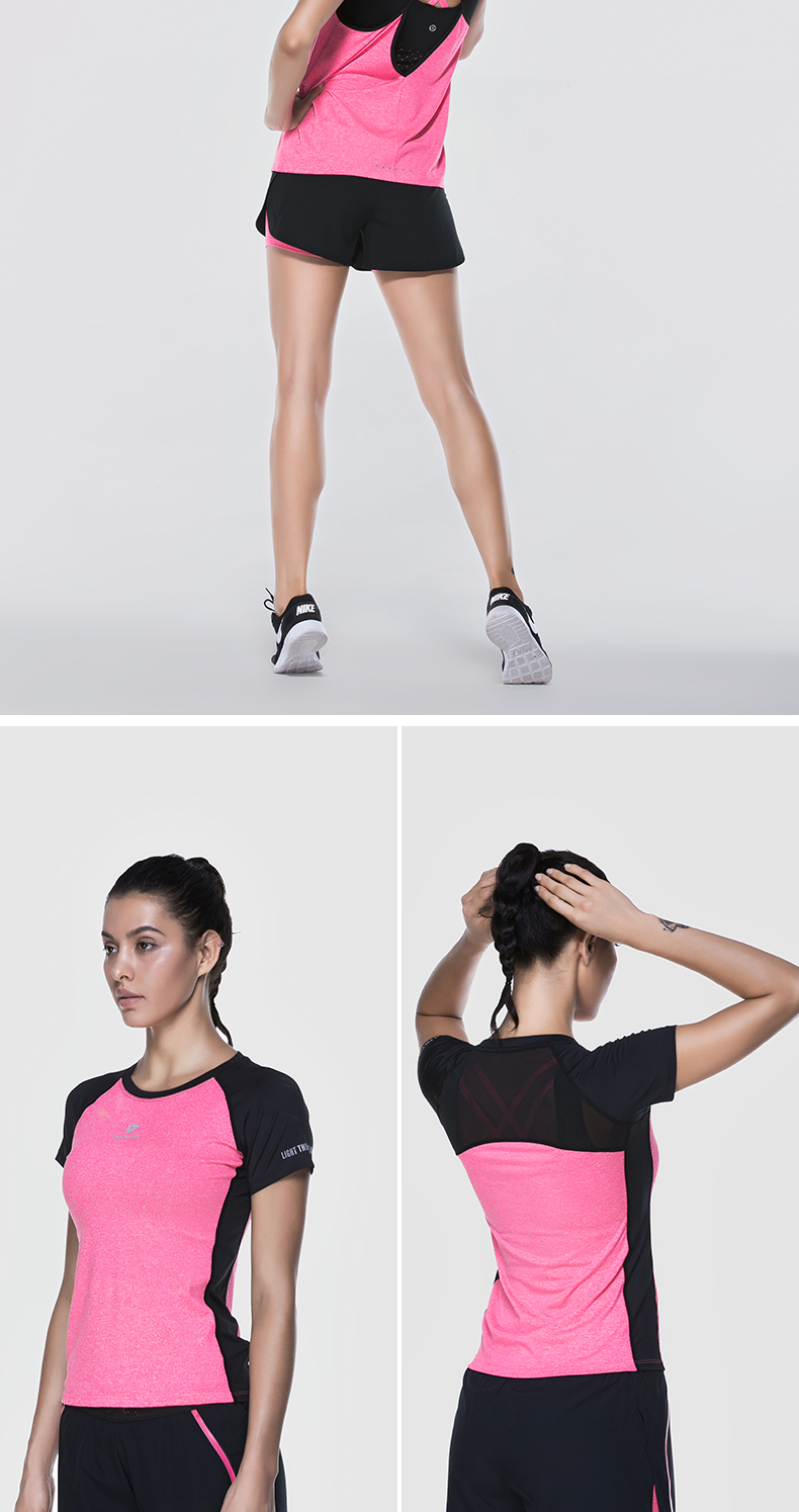 Quần short thể thao yoga nữ thường xuyên thoáng khí tập thể dục nhanh khô kéo dài quần chạy chống ánh sáng giả hai quần đào tạo - Quần thể thao quan tap gym
