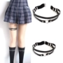 Cô gái Nhật Bản từ PU kim loại hình trái tim tròn bằng da đùi nhẫn punk chân nhẫn chuỗi chân trang trí garter - Nịt Tất quần vớ ren dài có nịt