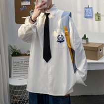 Spring Autumn Dk Uniforms Academy Wind White Shirt Male Trend Easy Port Wind Student Couple 100 Hitch Casual Long Sleeve Shirt