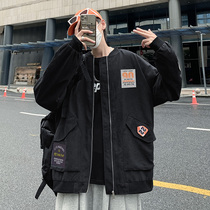 American Baseball Suit Jacket Man Spring Autumn Vest High Street Tide Card Pilot Jacket Retro Tide and Awesome Trends