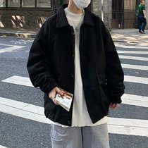 Autumn and winter sweater in large clothes mens medium long style High feeling currents Relaxed Wind Clothes Harbor Wind Teenagers Casual Pure Color Coats