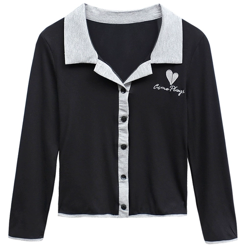 Весенний осенний короткий приятный телу лонгслив для отдыха, 2024 года, оверсайз, воротник поло