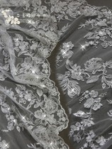 Heavy Engineering Mesh Yarn Embroidery Lace Fabric E14 Handmade Pearl Embroidered White Nail Pearl Bright Sheet Wedding Dresses Custom Fabric