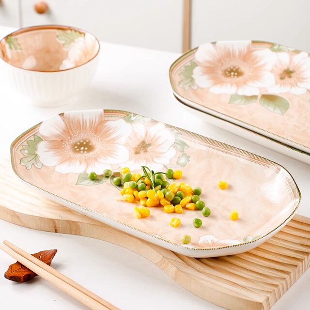 Fish plate house 2024 new Japanese steamed fish plate dish tray ສີ່ຫຼ່ຽມຫຼູຫຼາແສງສະຫວ່າງສູງ