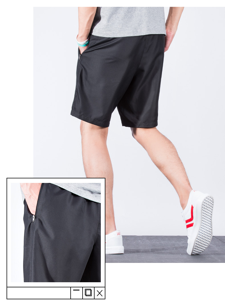 361 quần short thể thao nam mùa thu mỏng chạy thể dục năm quần nam quần rộng thoáng khí màu đen - Quần thể thao quần short thể thao nữ