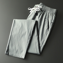 Summer thin mens long pants casual pants mens Korean version of ice silk slim trend Joker straight summer sweatpants