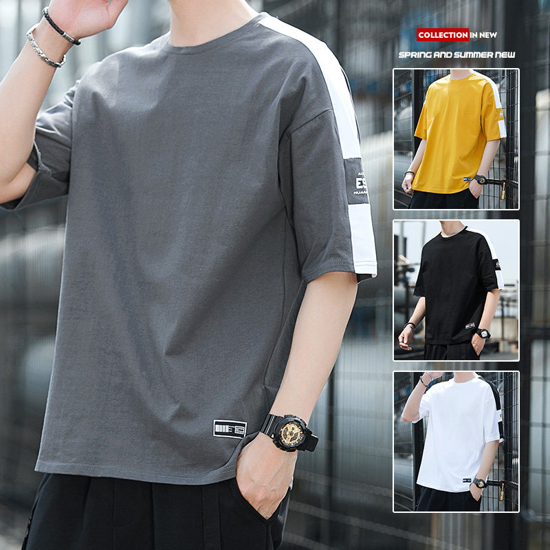 Short sleeve t-shirt male summer thin section Round Collar Loose Clothing Trendy Tide Truffle Pure Cotton Half Sleeves Large Size T-shirt t-shirt