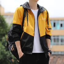 2021 new spring and autumn mens trendy brand hooded jacket jacket Korean fashion casual boys spring clothes