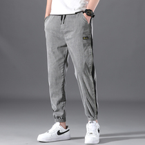 Summer sports pants mens loose ankle-length pants Gray trend casual thin leg trousers spring and autumn overalls