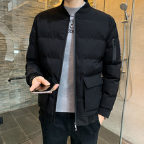 Autumn and winter coat mens collar thick 2021 Mens cotton clothes slim trend warm cotton clothing youth casual cotton jacket men