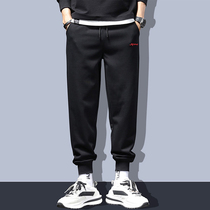 Casual pants for mens spring autumn season new Korean version trendy fashion elastic 100 lap gush loose bunches sport long pants
