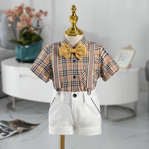 Boys small suit suit Xia 2022 new male baby gown childrens plaid west suit piano for the show