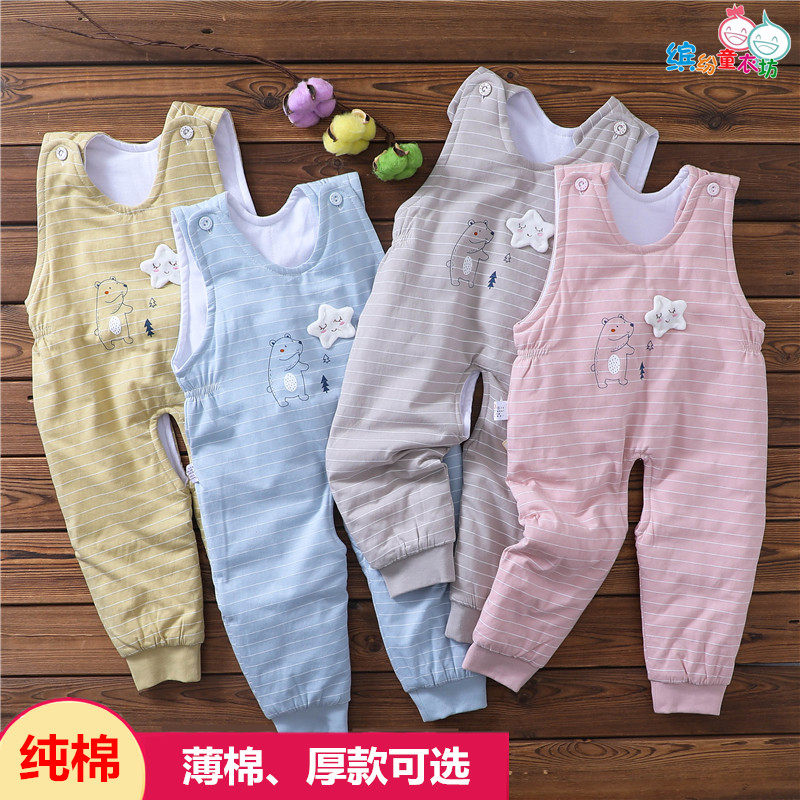 Neonatal strap pants in autumn winter eighty or ninety months baby jacket cotton winter baby box pants connected clothes