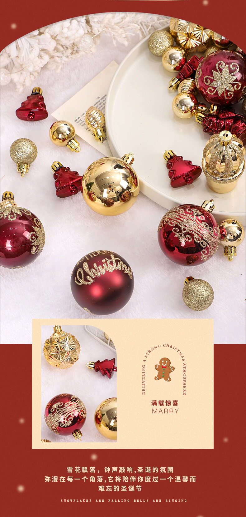 42 Piece Christmas Ball Ornaments Set Hand-Painted Bulk - Product image 8