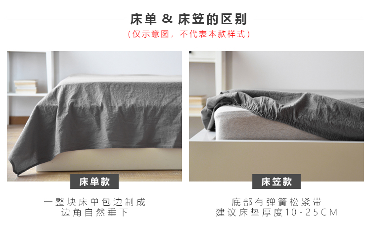 Kiểu Nhật denim in bông màu xám bông rửa ròng bông màu đỏ rắn đơn giản giường lanh khí quyển Bắc Âu - Bộ đồ giường bốn mảnh chăn ga gối đệm hanvico giảm giá
