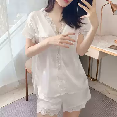 VIRRI CIAGA romantic in the heart ~ imported fabric silk pajamas female sexy elegant lace