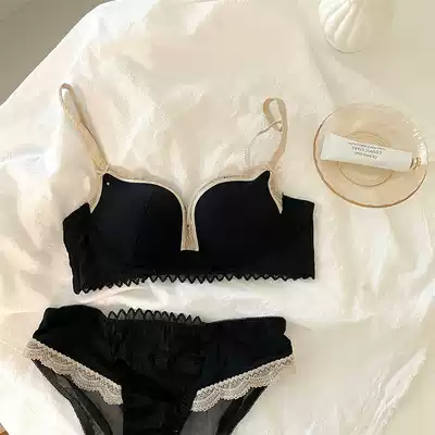 French no steel ring latex small chest gathered women's underwear on the collection of auxiliary milk anti-sagging adjustment underwear set