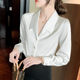 2022 new French gentle style Yujie long-sleeved professional top acetate satin white shirt ladies autumn trend