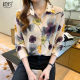 2022 spring and autumn new western style age-reducing printed chiffon shirt long-sleeved ladies shirt high-end temperament small shirt top