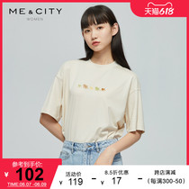 MECITY Women Dress Spring Summer Fashion Trends Letter Printed Round Collar Fall Shoulder Sleeve T-shirt Woman 513886