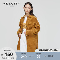 Pure cotton MECITY womens mid-length retro silhouette corduroy loose windbreaker jacket women