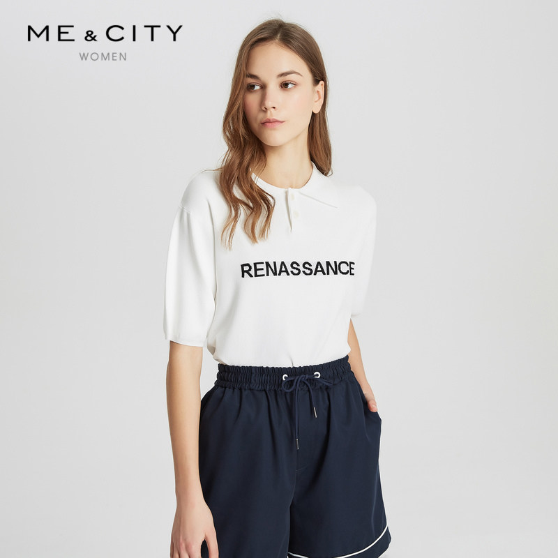 MECITY Women's Clothing Summer Cooling Ice Silk Movement Letters Printed Minus Age Comfort POLO Sweatshirt Woman 515685