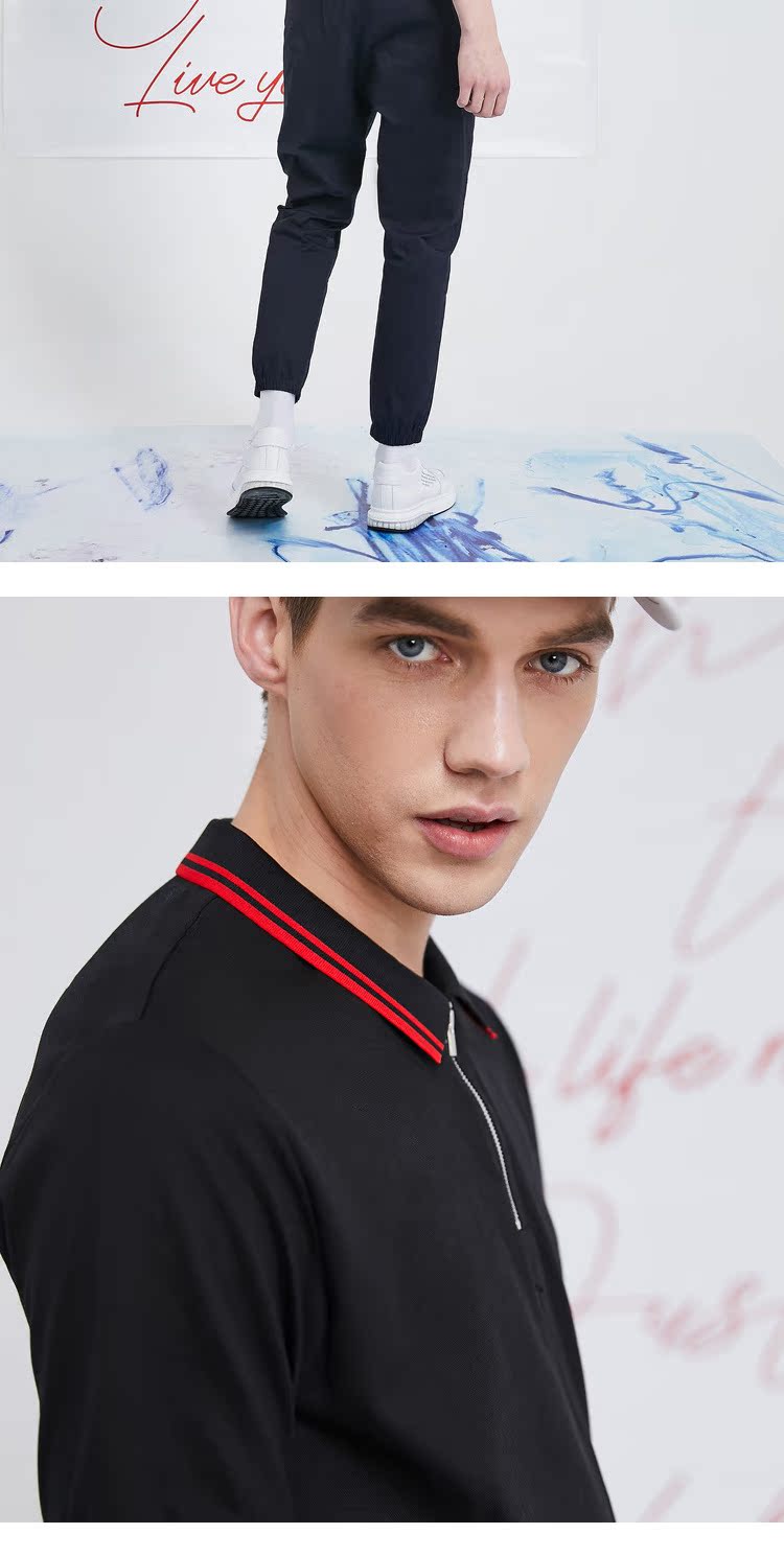 Tây nam 2019 hè nam mới cotton màu đen ve áo giản dị Áo sơ mi cộc tay ngắn tay nam 10792207 - Polo áo phông polo nam